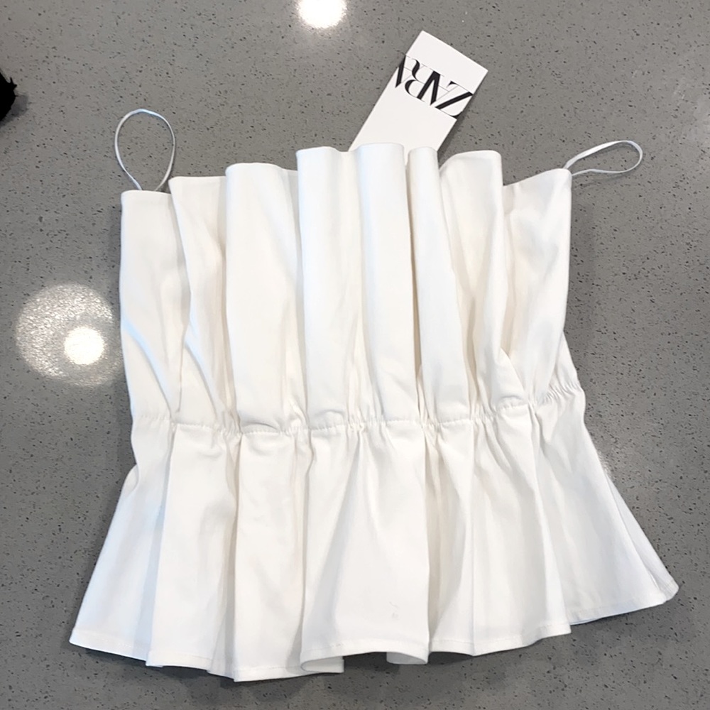 Zara size S white pleated halter top
